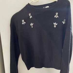 Jeweled Crop Top Sweater